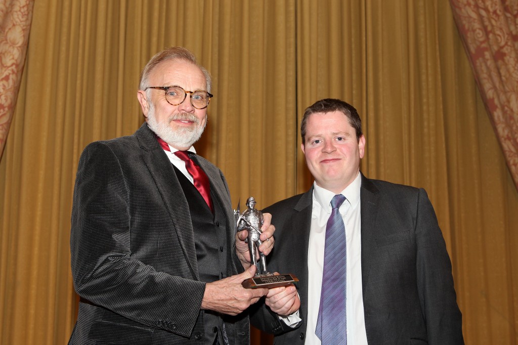 Prof Mike Nelson accepted the comminution award on behalf of Prof Alban Lynch. Seen with Paul Moore, Editor, International Mining