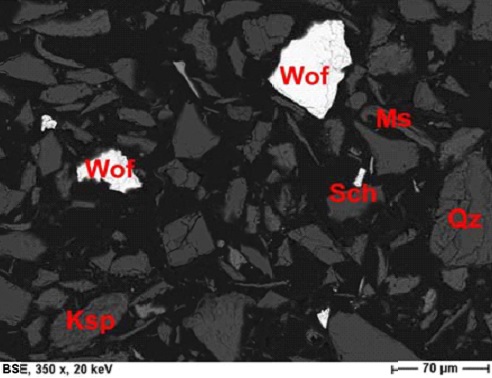 Low‐grade  tungsten‐ore  from  Wolfram Camp Mine, Queensland, showing complete intergranular particle   liberation  after  single‐pass comminution by the VeRo‐Liberator®